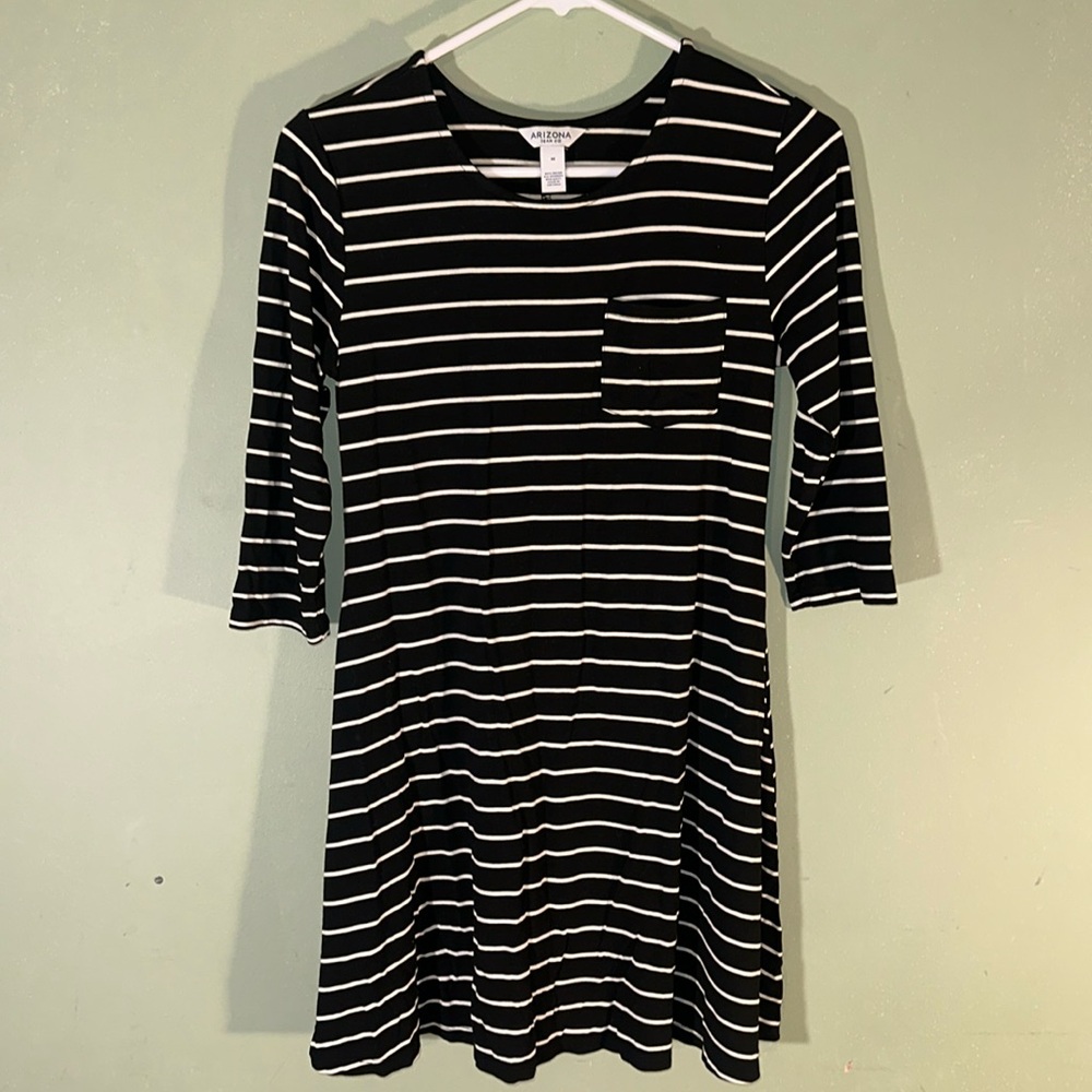 Arizona Jean Co stripped mini fit and flare 3/4 length sleeve dress